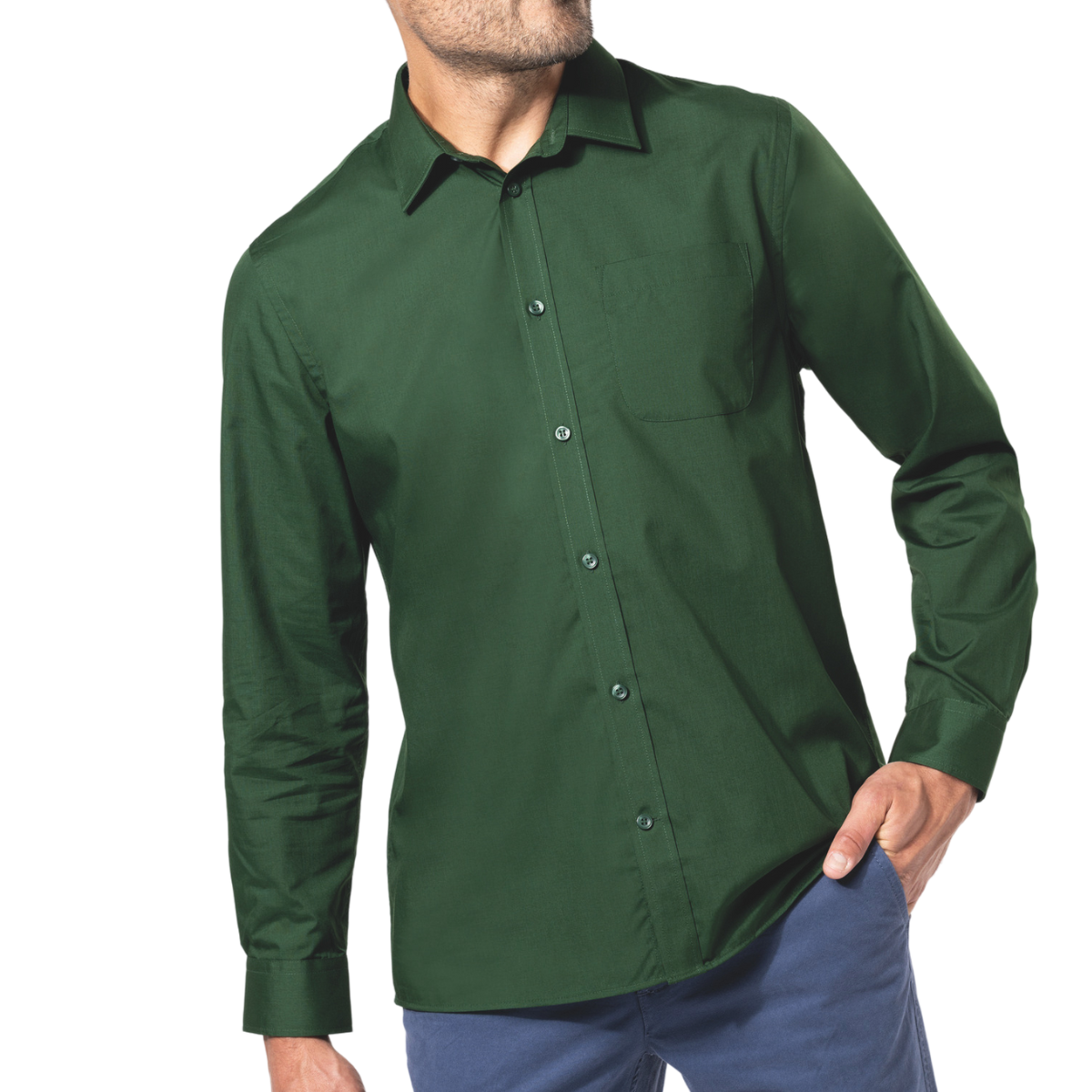 Chemise popeline polycoton entretien facile homme