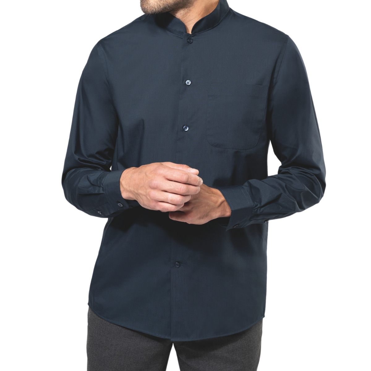 Chemise col mao manches longues