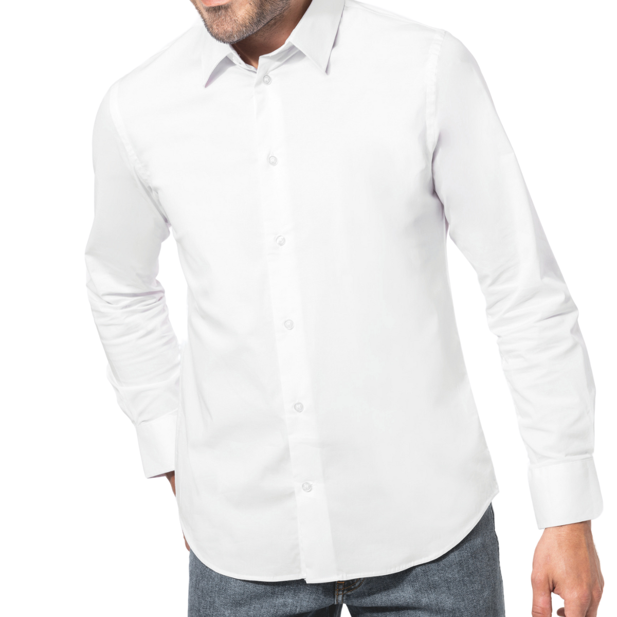 Chemise coton / élasthanne manches longues homme