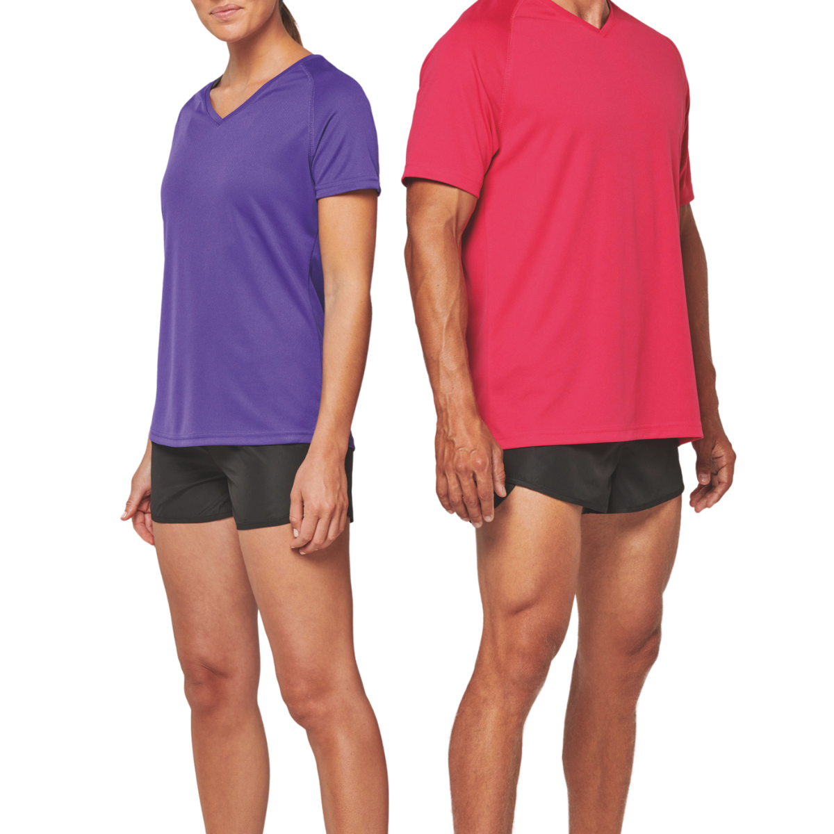 T-Shirt de sport manches courtes col v femme