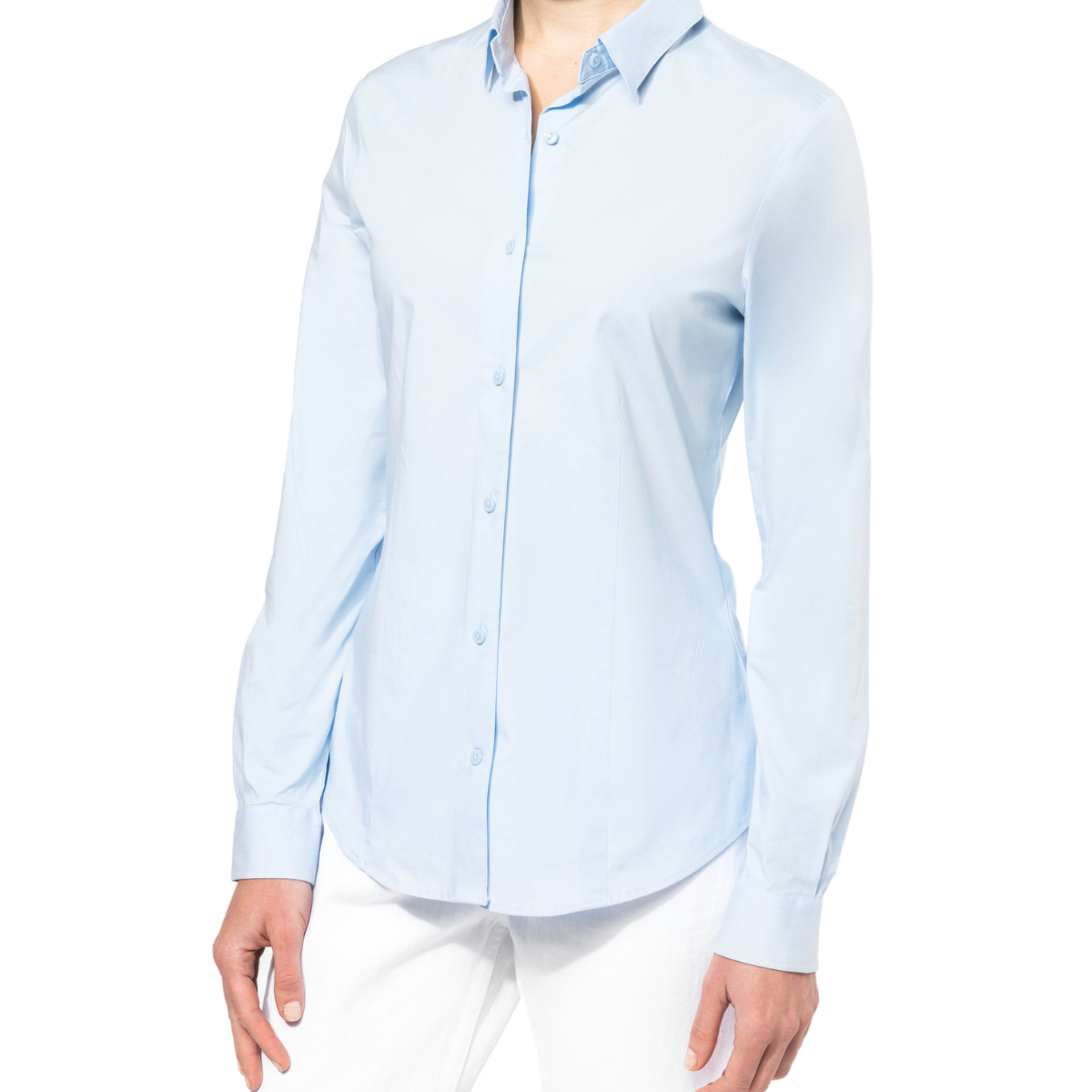 Chemise coton / élasthanne manches longues femme