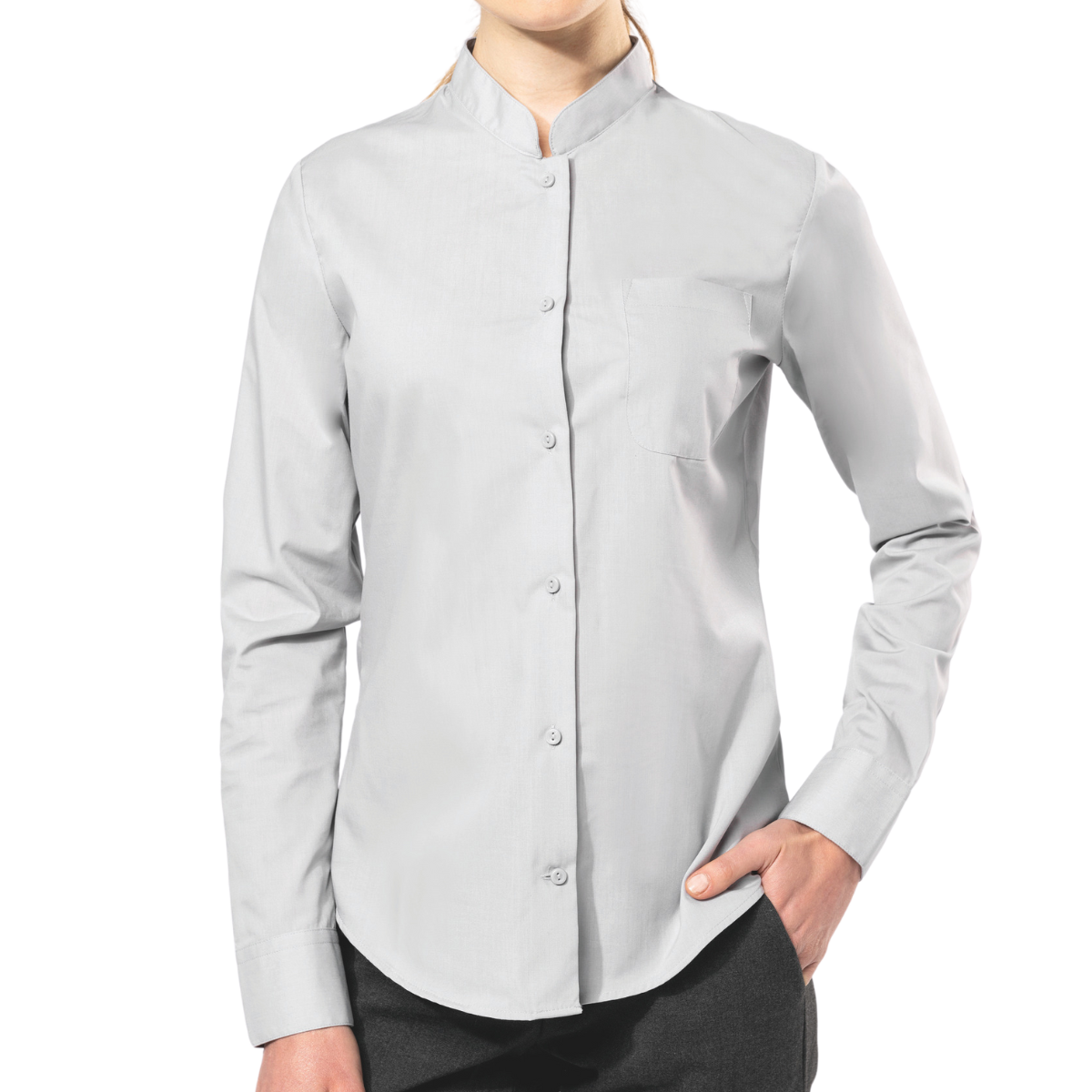 Chemise col mao manches longues femme